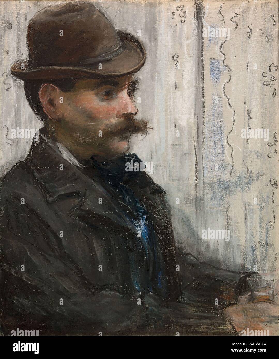 Édouard Manet. Portrait d'Alphonse Maureau. 1878-1879. La France. Pastel sur toile l'un des premiers pastels portrait exécuté par Manet, ce sujet était fringant le peintre Alphonse Maureau, un habitué du café La Nouvelle Athènes. Banque D'Images