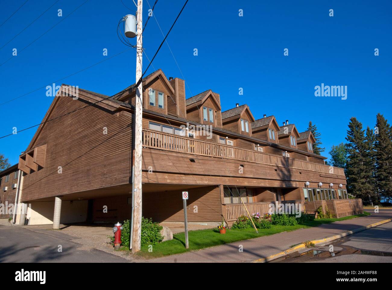 Hawood Inn Hôtel à Waskesiu, parc national de Prince Albert, Saskatchewan, Canada Banque D'Images