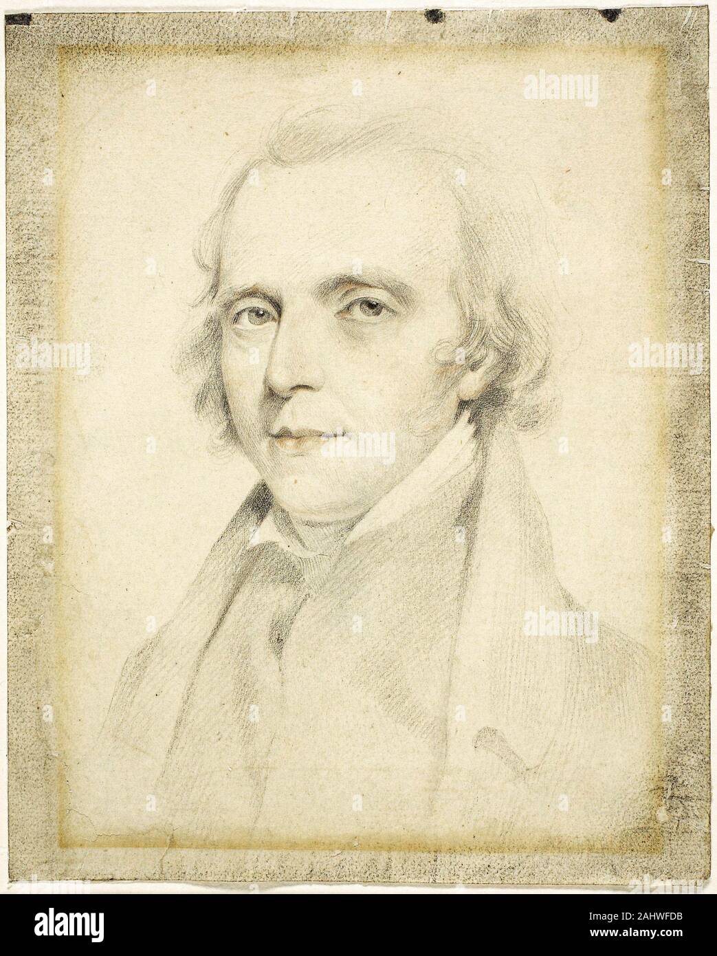 George Henry Harlow. Portrait de John Flaxman, R.A.. 1789-1830. L'Angleterre. Graphite, avec crayon rouge, sur vélin crème Banque D'Images