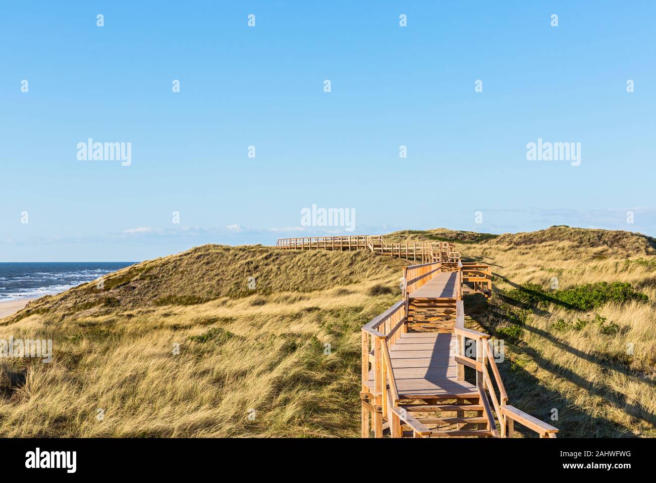 Meer, Strand, Dünen, Holzsteg, Wenningstedt, Sylt, Schleswig-Holstein, Allemagne Banque D'Images