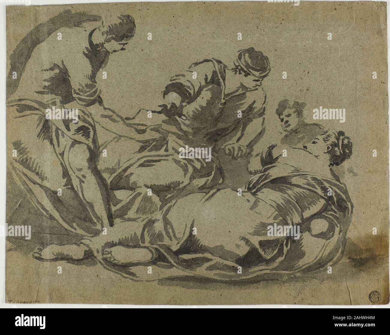 Lucas Kilian. Miracle des pains et des poissons. De 1600 à 1605. L'Italie. Brossez et lavez-gris, gris-brun sur papier vergé Banque D'Images