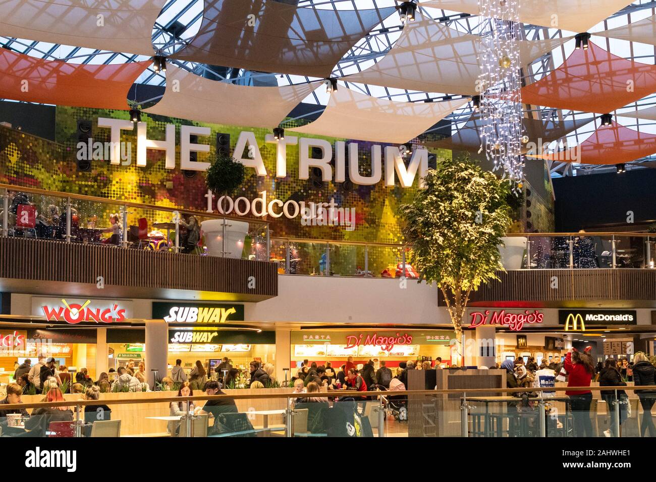 Le centre commercial St Enoch - l'Atrium Foodcourt - Glasgow, Écosse, Royaume-Uni Banque D'Images