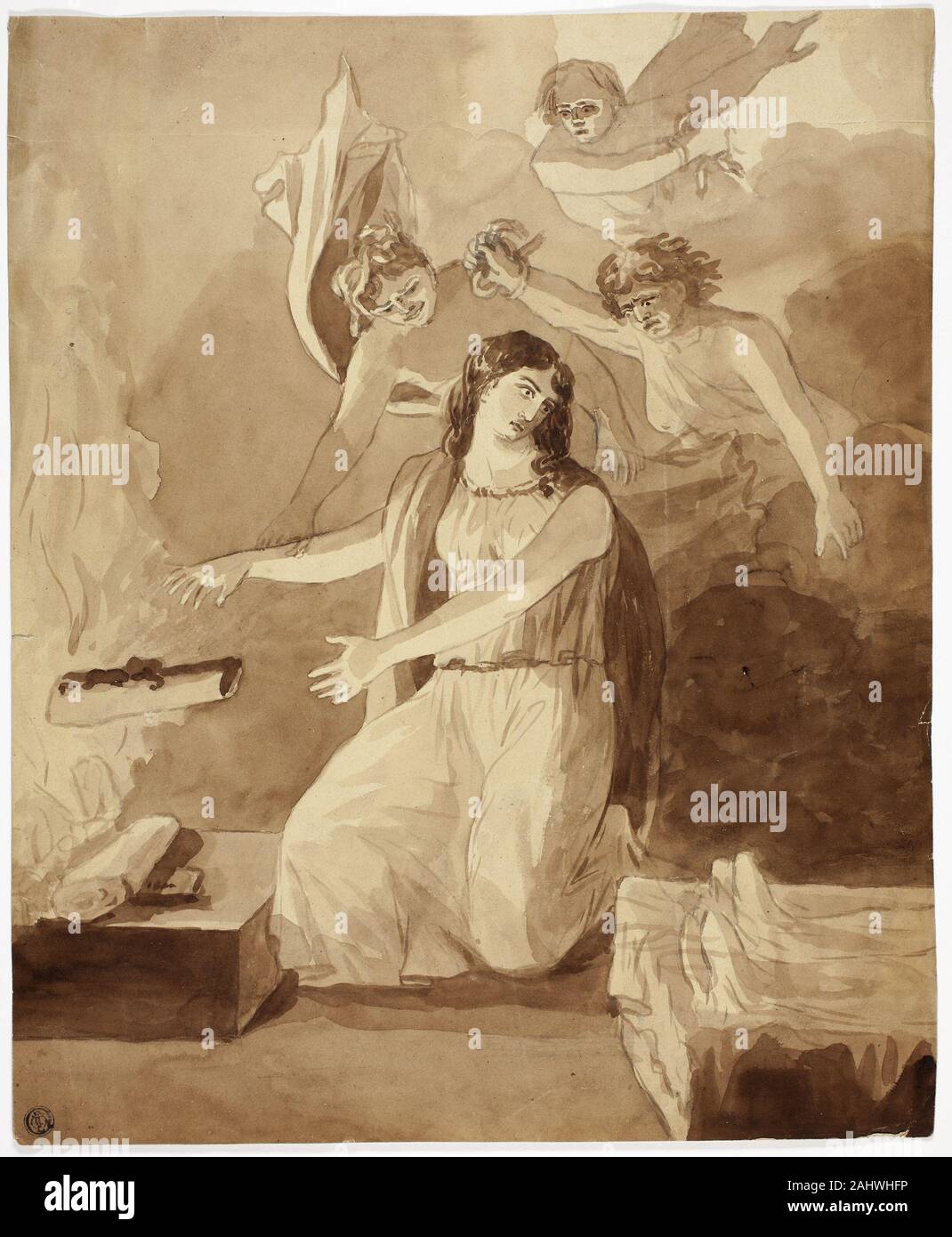 Henry Pierce de l'os. Althaea. 1821-1822. L'Angleterre. Pinceau et de couleur rouge-brun, plus de lavage, graphite sur papier vélin beige Banque D'Images