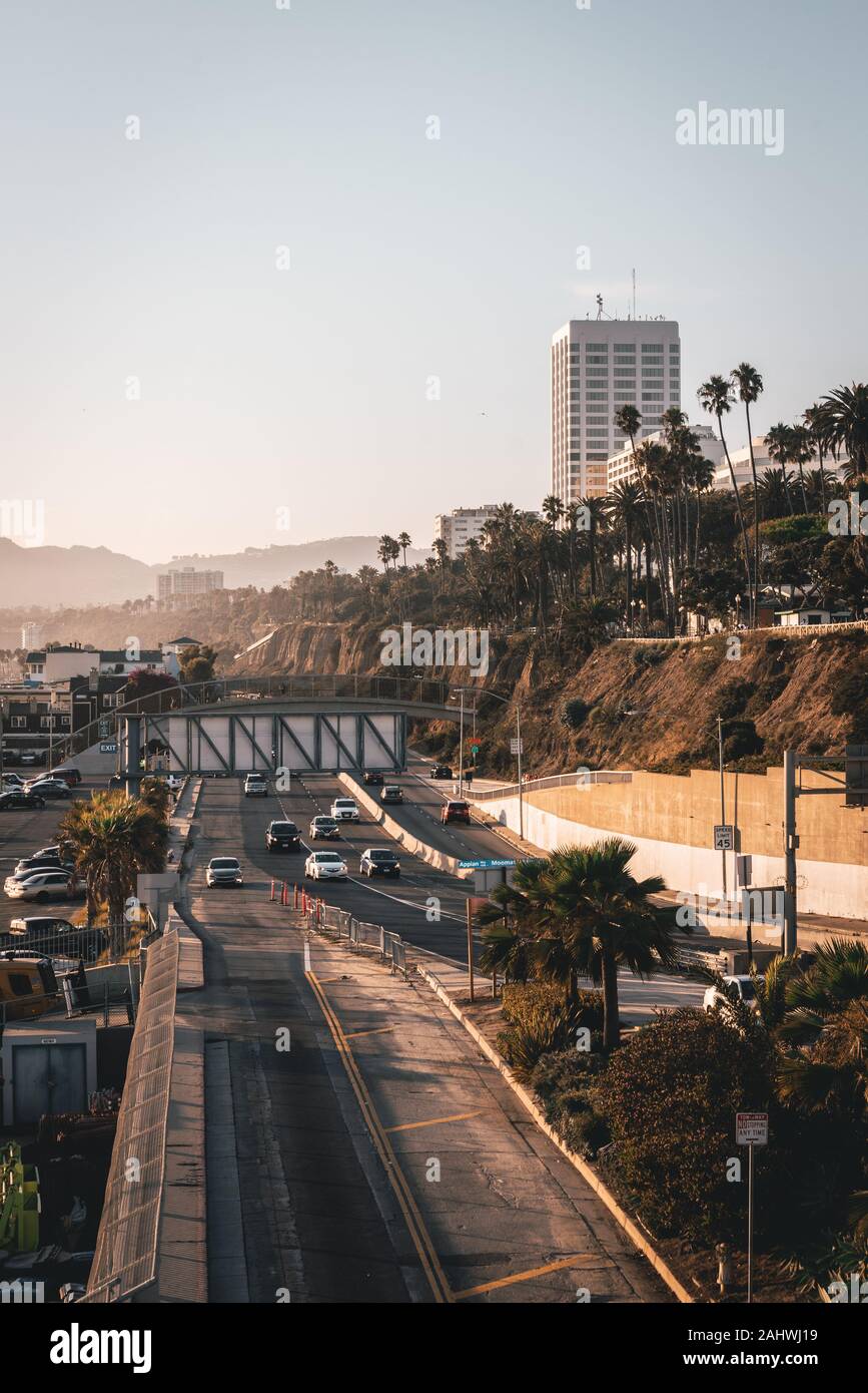 Vue sur la Pacific Coast Highway, à Santa Monica, Los Angeles, Californie Banque D'Images