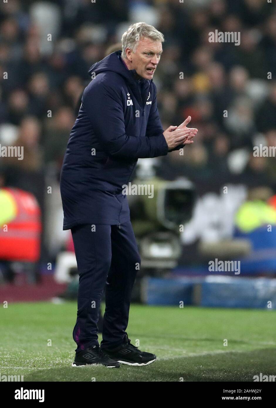 West Ham United manager David Moyes pendant le premier match de championnat à la London Stadium. Banque D'Images