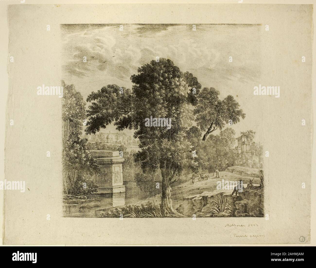 Mitterer. Paysage avec arbre. 1802. La France. Lithographie en noir sur papier Banque D'Images