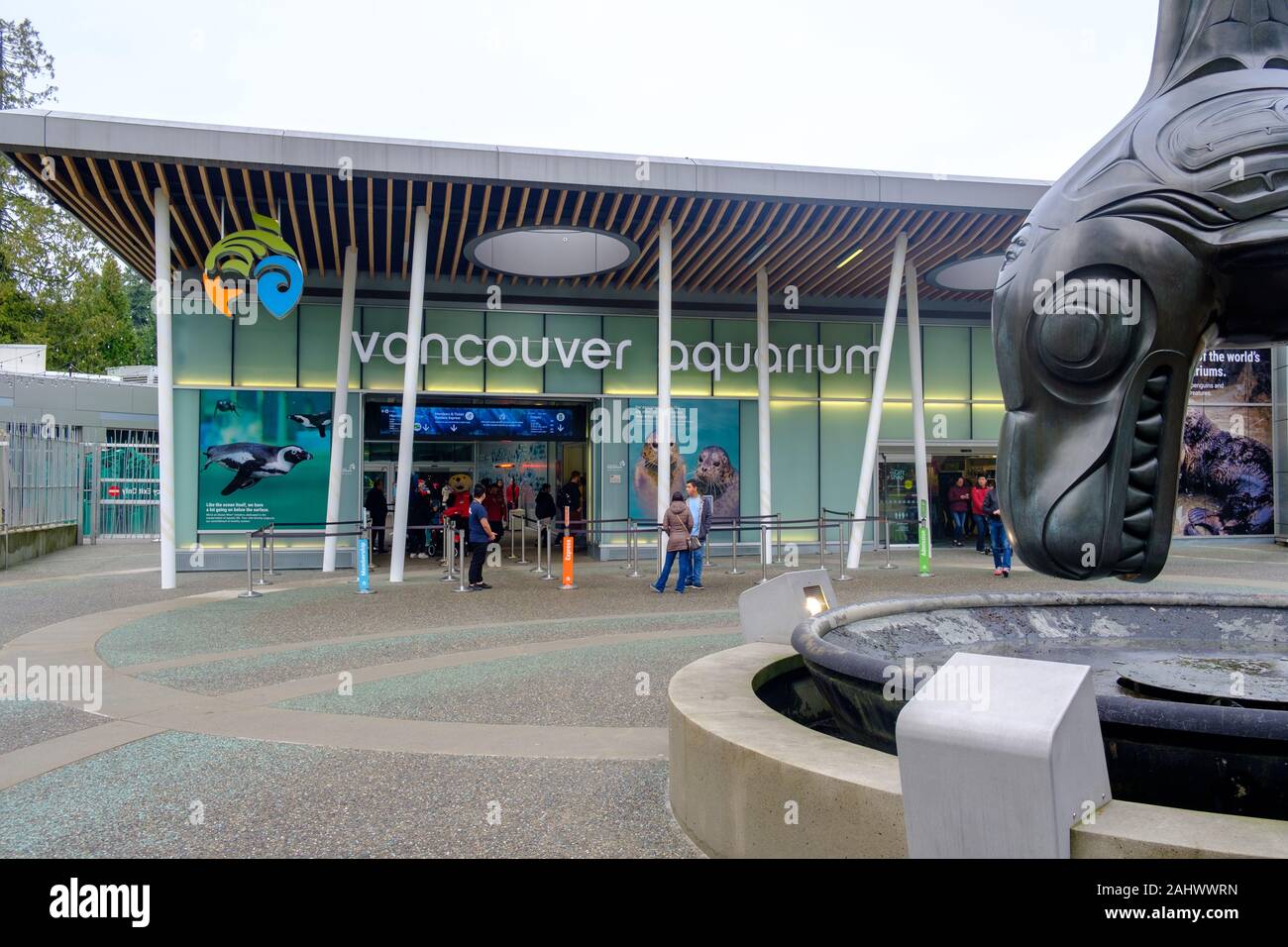 Entrée de l'Aquarium de Vancouver, au parc Stanley, Vancouver, British Columbia, Canada Banque D'Images