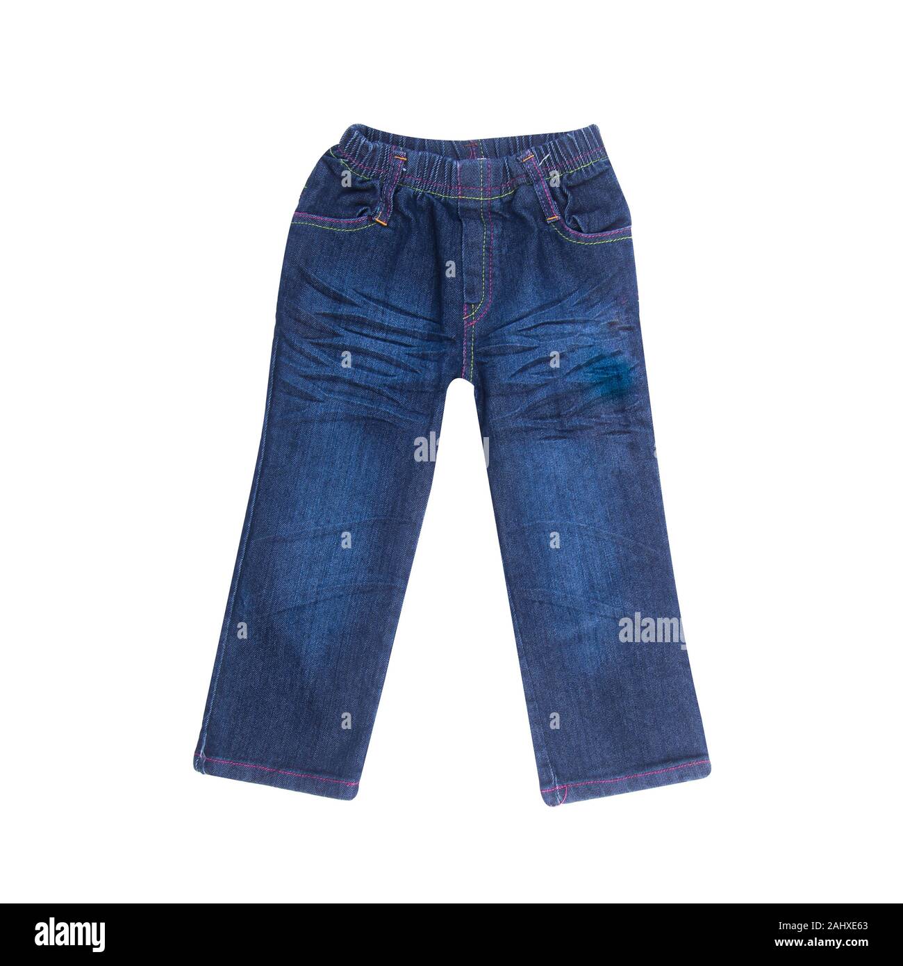 Jean ou bleu jeans avec concept sur fond blanc nouveau Photo Stock - Alamy
