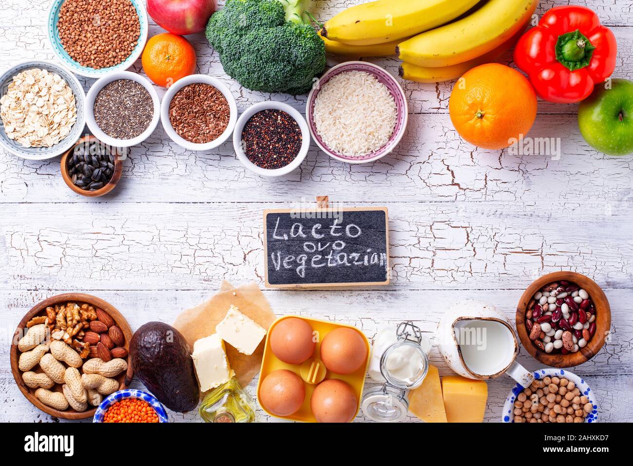 Ovo-lacto végétarien régime sain concept. Banque D'Images