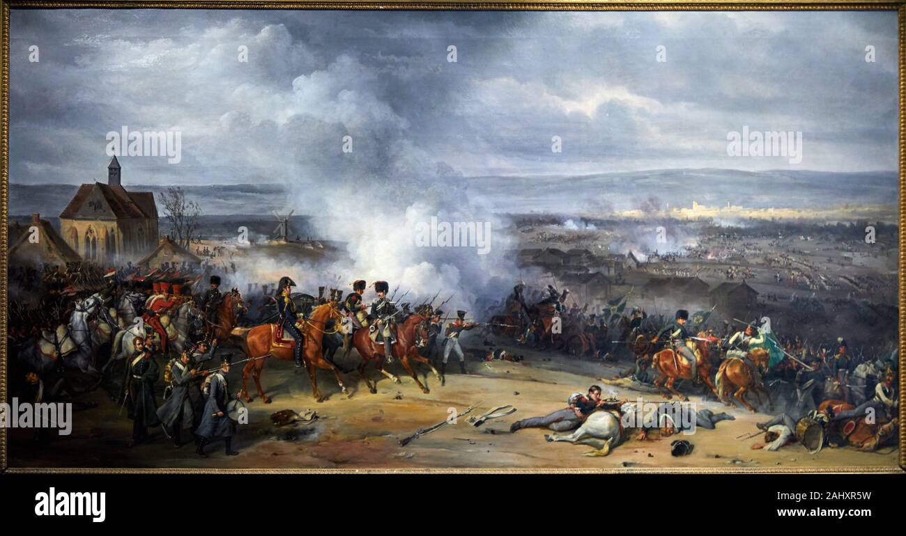 '''Le Combat de Laubressel, le 3 mars 1814'', 1830, Jean-Charles Langlois, Musée de l'Armée, Hôtel National des Invalides, Paris, France Banque D'Images