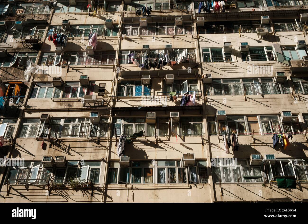 La façade de l'immeuble à Hong Kong, l'immobilier résidentiel Banque D'Images
