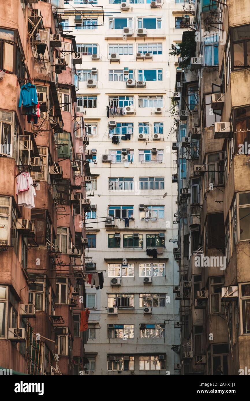 La façade de l'immeuble à Hong Kong, l'immobilier résidentiel Banque D'Images