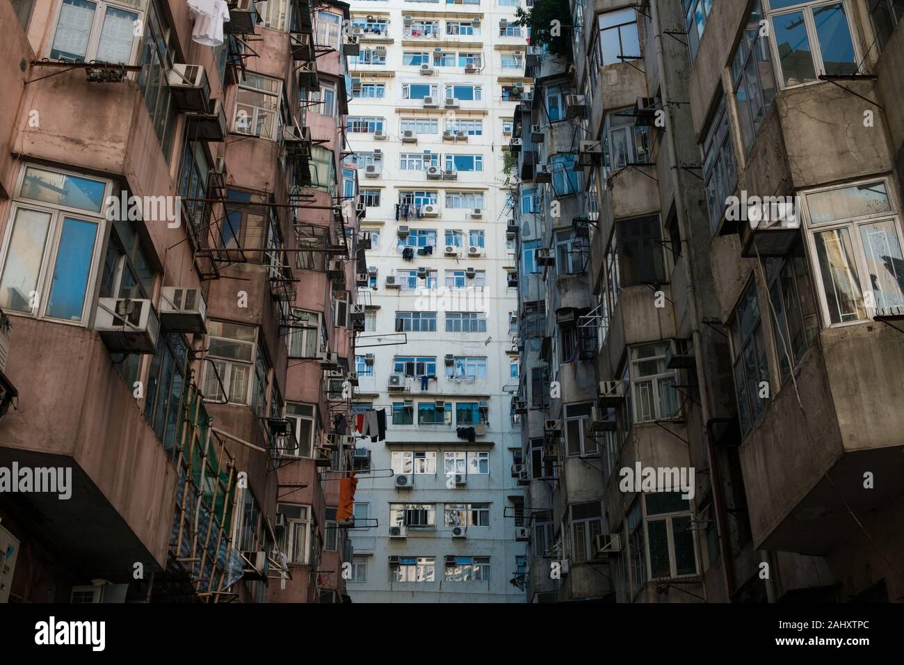 La façade de l'immeuble à Hong Kong, l'immobilier résidentiel Banque D'Images