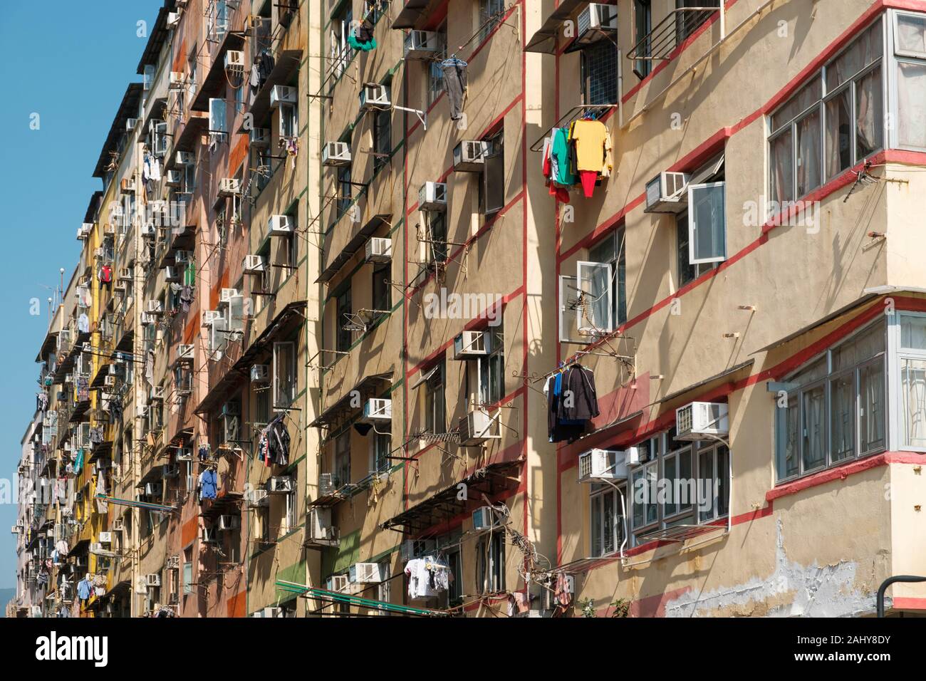 La façade de l'immeuble à Hong Kong, l'immobilier résidentiel Banque D'Images