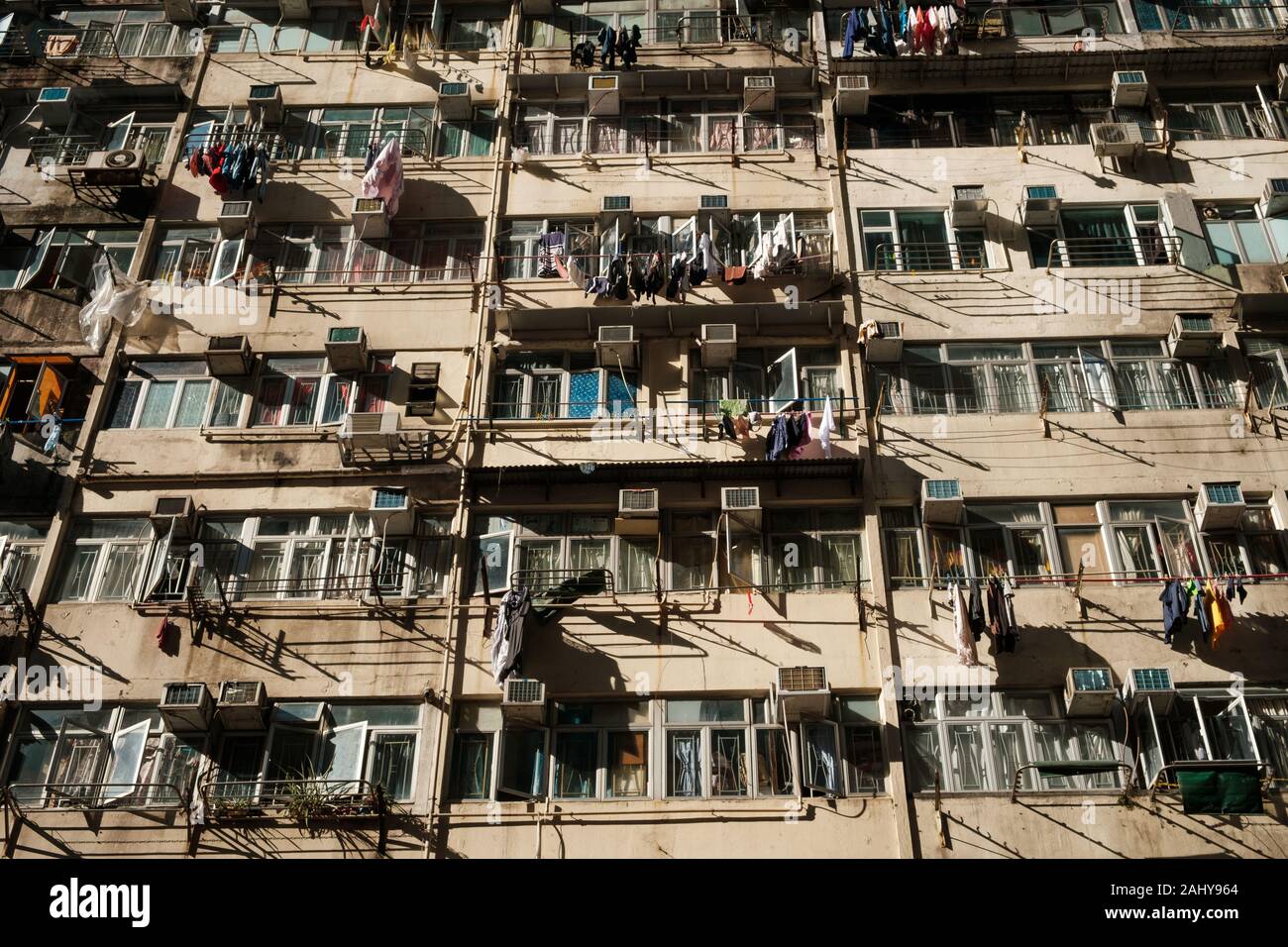 La façade de l'immeuble à Hong Kong, l'immobilier résidentiel Banque D'Images