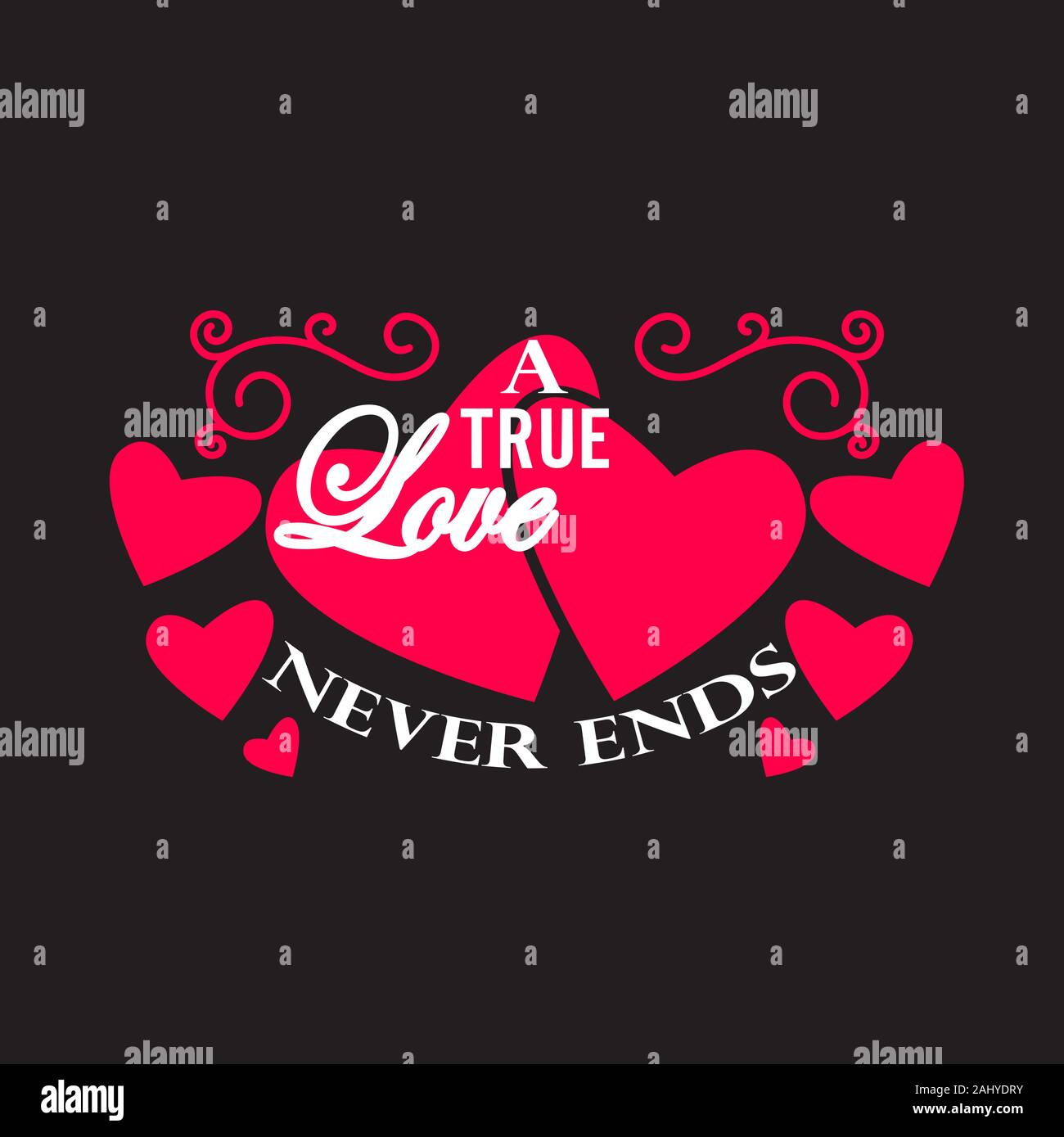 Citations de mariage et le slogan bon pour T-Shirt. Une véritable histoire d'amour ne se termine jamais. Illustration de Vecteur