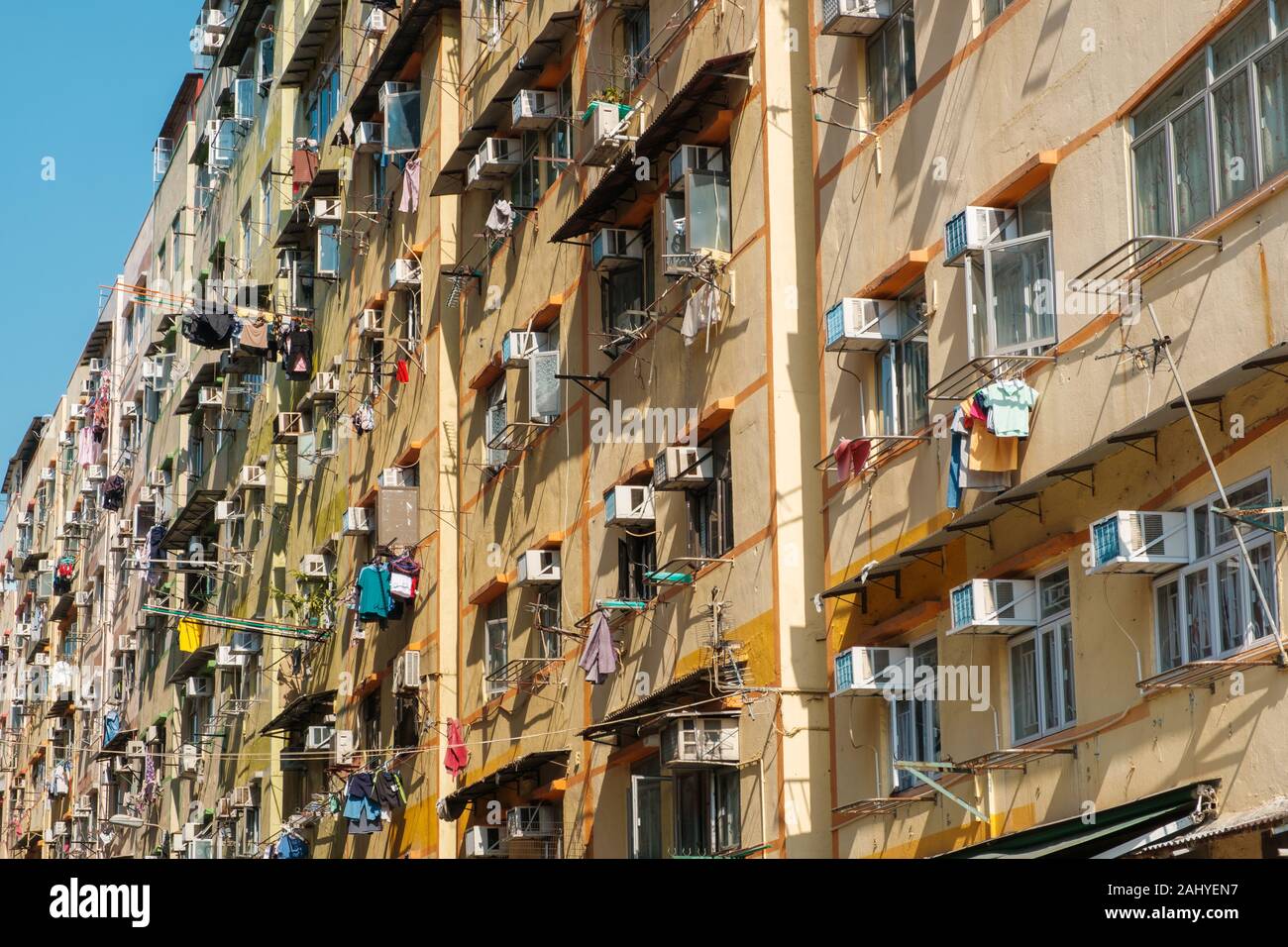 La façade de l'immeuble à Hong Kong, l'immobilier résidentiel Banque D'Images