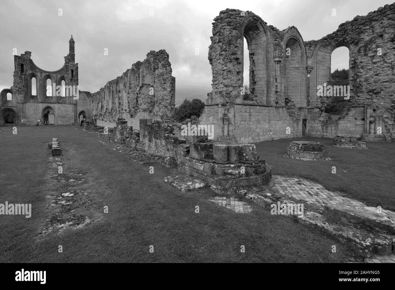 Avis de Byland Abbey, Coxwold, Ryedale, North Yorkshire, Angleterre Banque D'Images