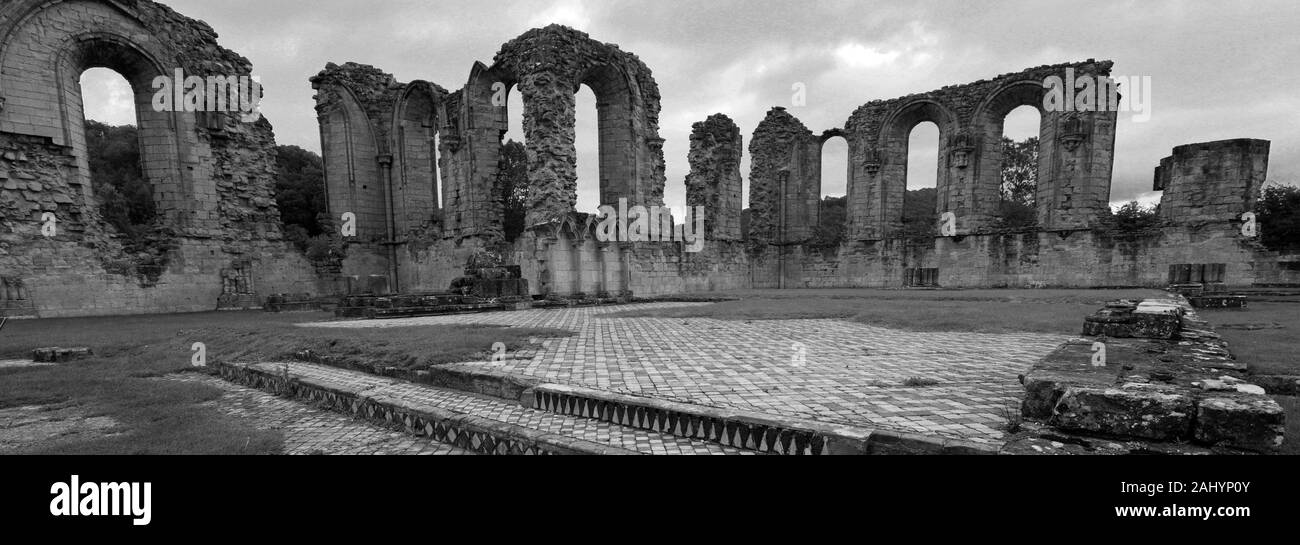Avis de Byland Abbey, Coxwold, Ryedale, North Yorkshire, Angleterre Banque D'Images