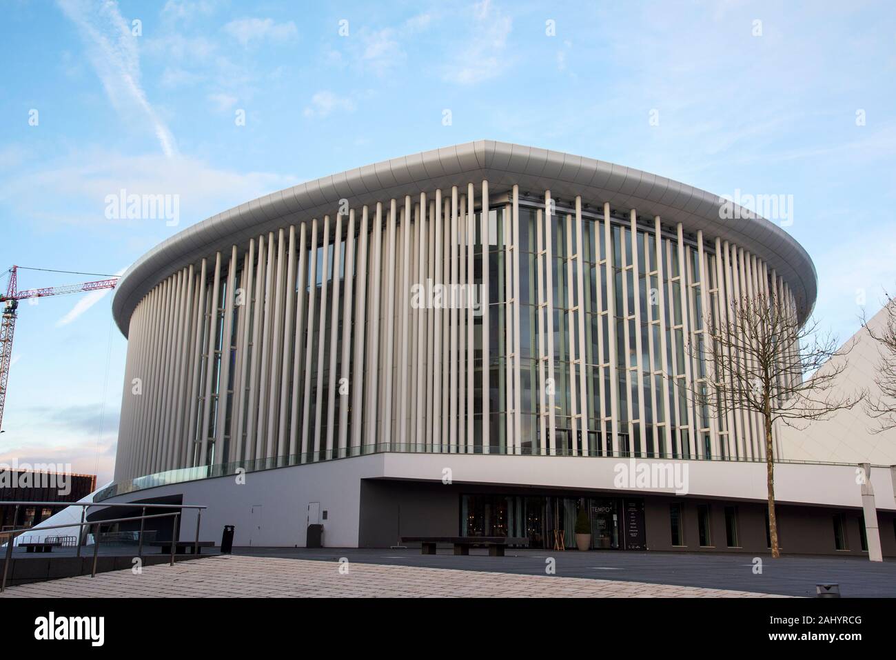 La VILLE DE LUXEMBOURG, LUXEMBOURG, LE 19 JANVIER 2018 : Vue de la Salle de Concerts Grande-Duchesse Joséphine-Charlotte, également connu sous le nom de Philharmonie Luxembourg, Banque D'Images