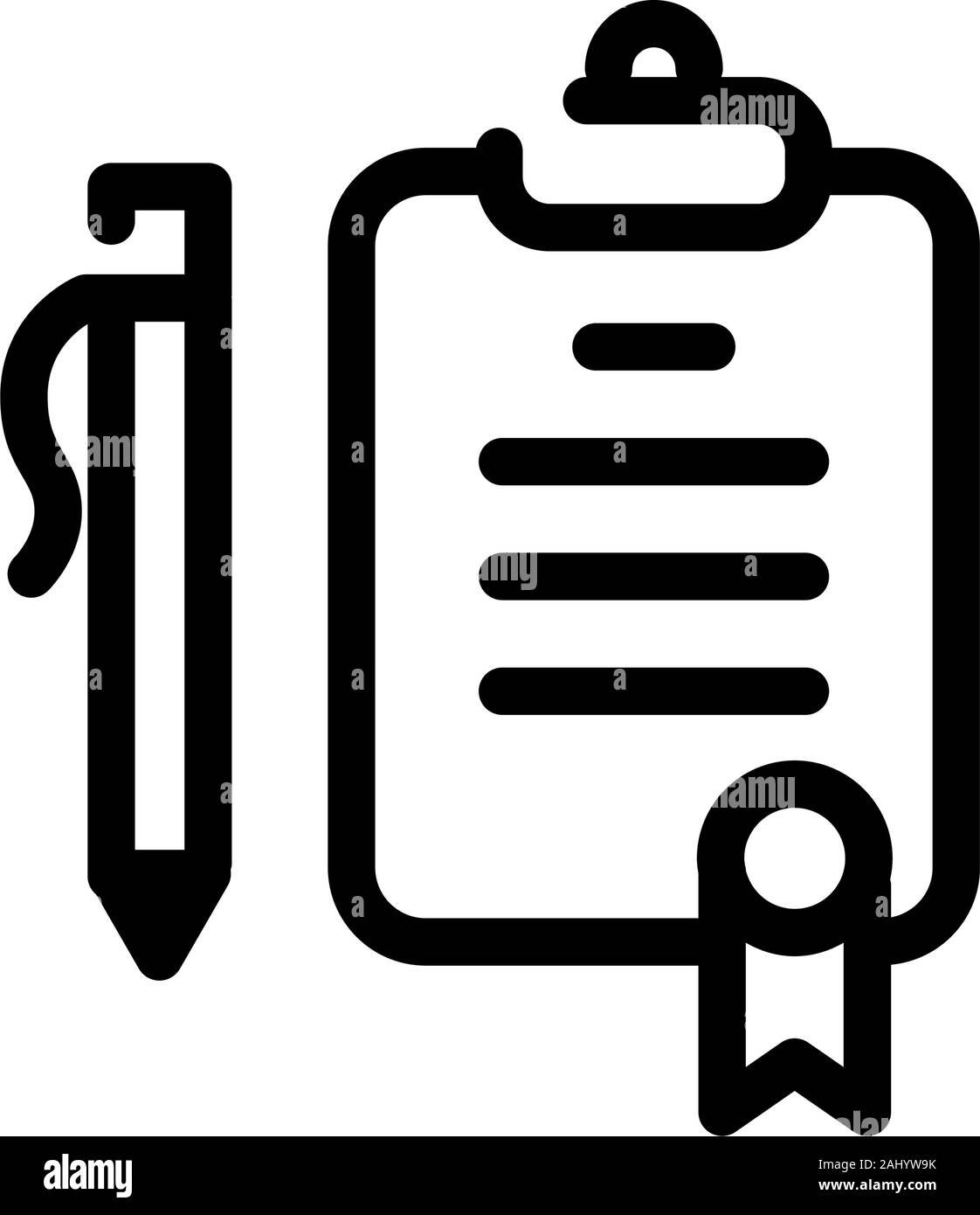 Liste des affaires importantes. L'icône du dossier comprimé et de stylos. Dossiers et Vail. Icône vecteur isolé sur fond blanc. L'icône contour de la mode. Fo l'icône Illustration de Vecteur