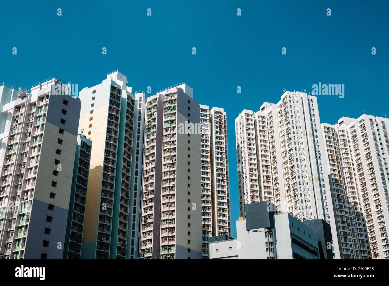 La façade de l'immeuble de grande hauteur, l'immobilier résidentiel, à HongKong Banque D'Images