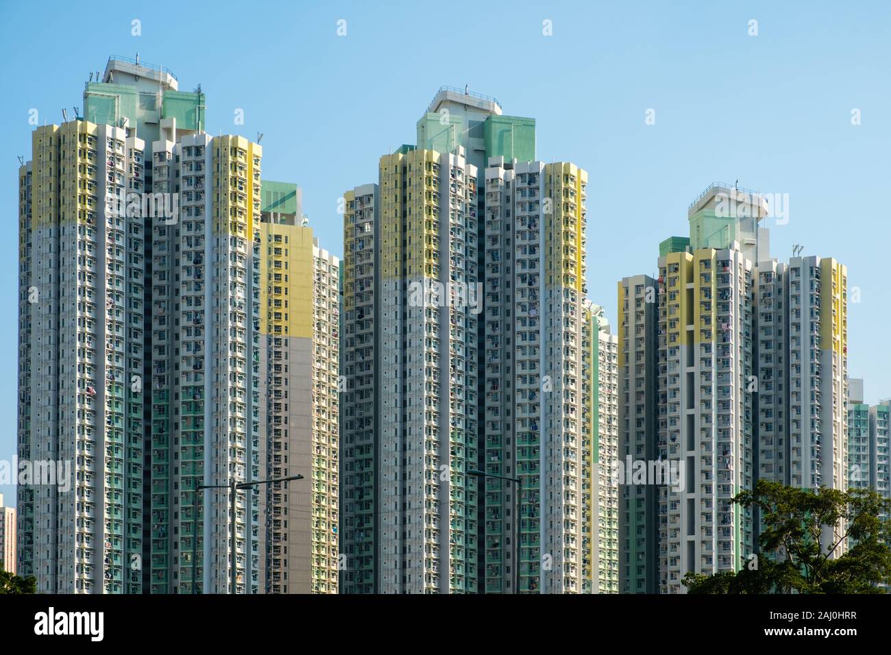 La façade de l'immeuble de grande hauteur, l'immobilier résidentiel, à HongKong Banque D'Images