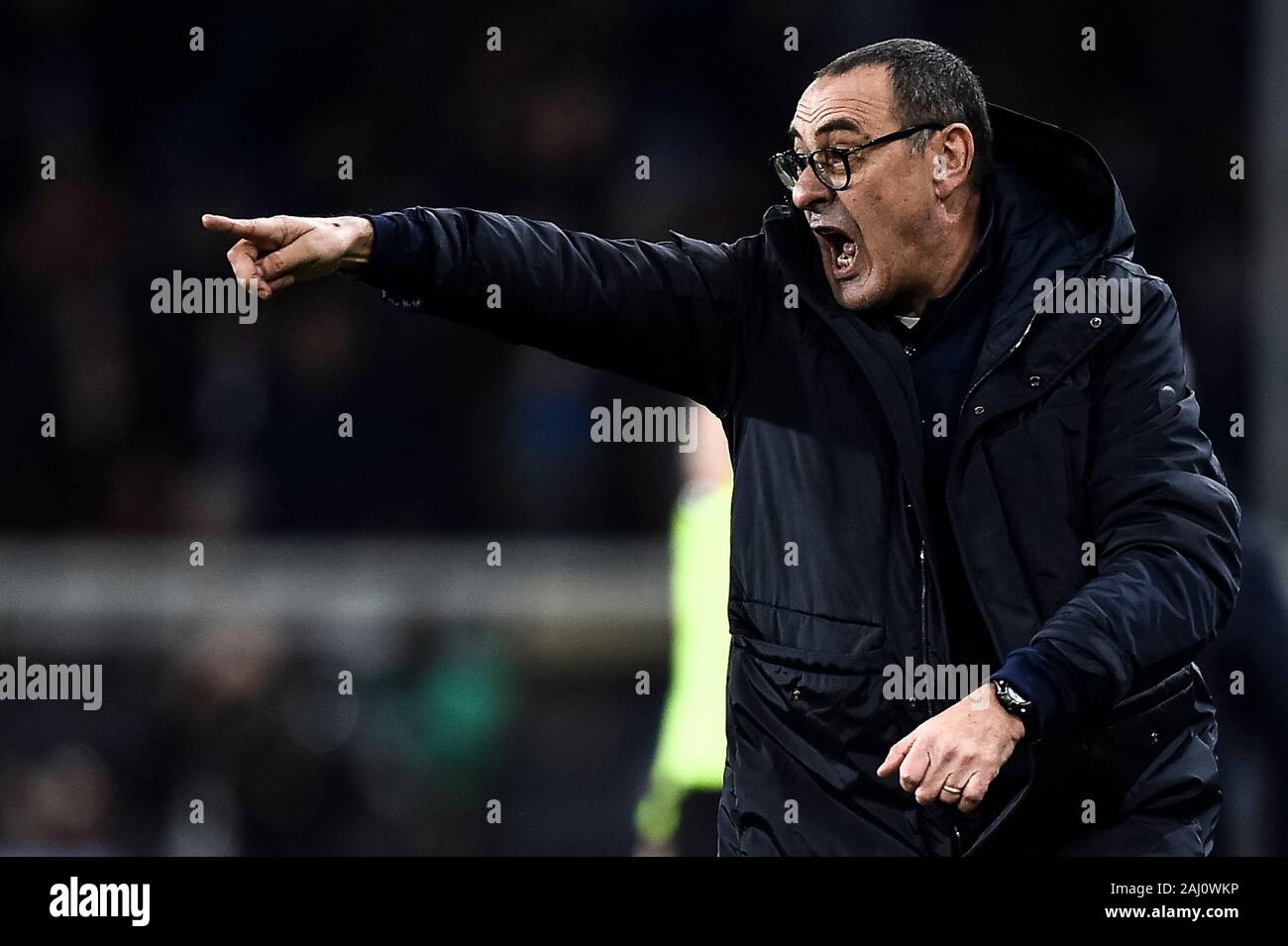 Gênes, Italie. 18 Décembre 2019 : Maurizio Sarri, entraîneur-chef de la Juventus FC, gestes au cours de la série d'un match de football entre l'UC Sampdoria et la Juventus. Credit : Nicolò Campo/Alamy Live News Banque D'Images