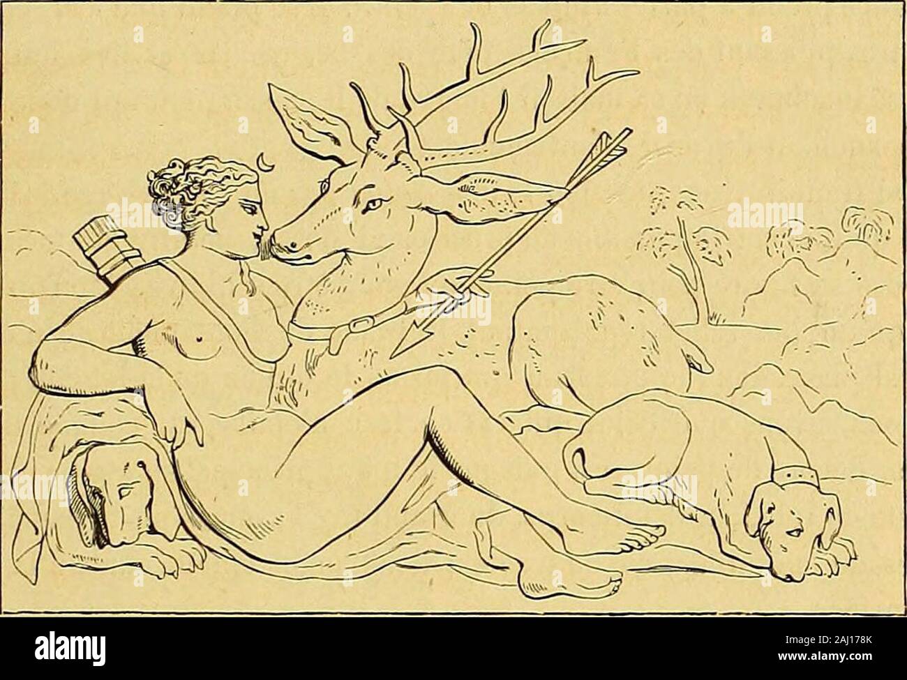 Gazette des beaux-arts . ¨bre par le souvenir de Diane de Poitiers. LÃ , tous ceuxqui ont pu le voir lont apprÃ©ciÃ© sans doute. Vers la fin de 1859,il fut mis sous les yeux du public pendant quelques jours, et devintla propriÃ©tÃ© de M. le comte lã©sur de Laborde, directeur des Archivesde lEmpire. Ce tableau, peint Ã lhuile sur panneau de bois , est dun dessin Ã©lÃ©- I. DENOMINATION, 1, 090. Hauteur, 0660. LA DIANE DE FONTAINEBLEAU. 9 gant, dune couleur agrÃ©capable et exÃ©cution dune amende. ¨nediffÃ La composition re en rien de la gravure de RenÃ© Boy vin, qui nous a transmis le nomde lartiste : Â" B Banque D'Images