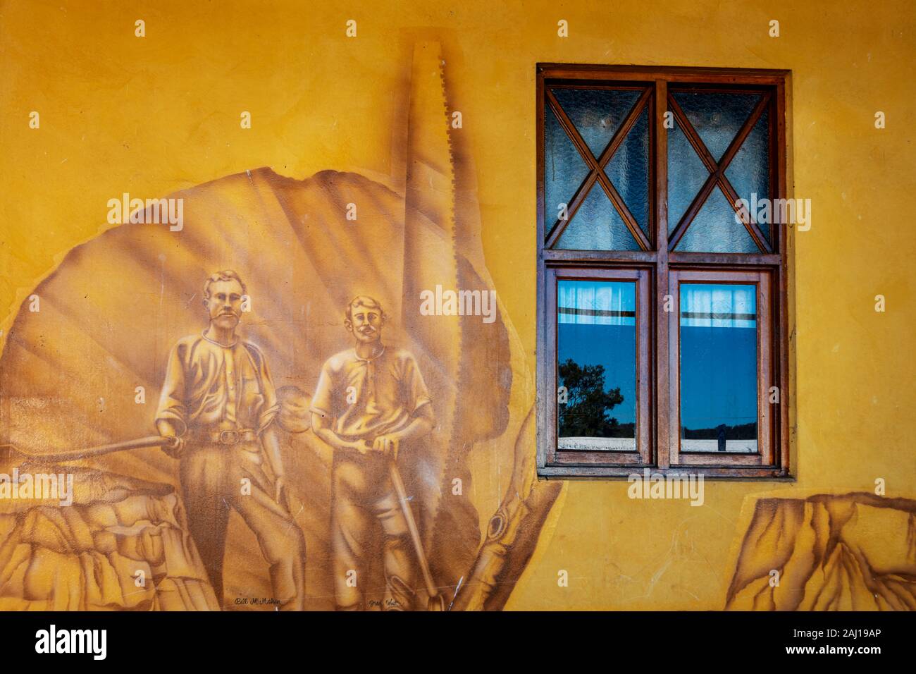 La peinture sur le mur de l'Atherton Grand Hôtel. Banque D'Images