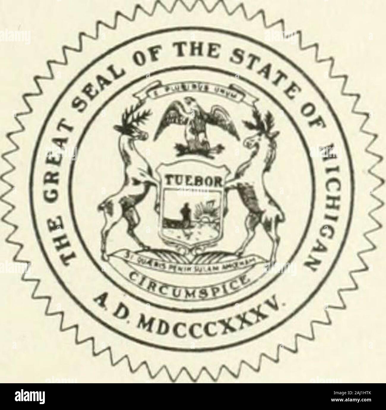 La géographie historique de Detroit . LANSING MICHIGAN HISTORICAL COMMISSION 1918 PRÉFACE rN 24 Juillet, 1701, une flotte de quelque deux douzaines de^^ canots transportant des Français et Indiens, les entrées de-troit River sur une mission qui était de mettre en civihza-tion dans la région des Grands Lacs, près d'un hundredyears à l'avance des progrès du British-American côte Atlantique. Une centaine de personnes-fiftyuniformed, une vingtaine de soldats paysans, artisans, andtraders, le reste un peu de femmes et d'enfants^-était venu de planter un avant-poste du pouvoir français et^ l'influence dans le désert sur les Grands Lacs.^ Banque D'Images
