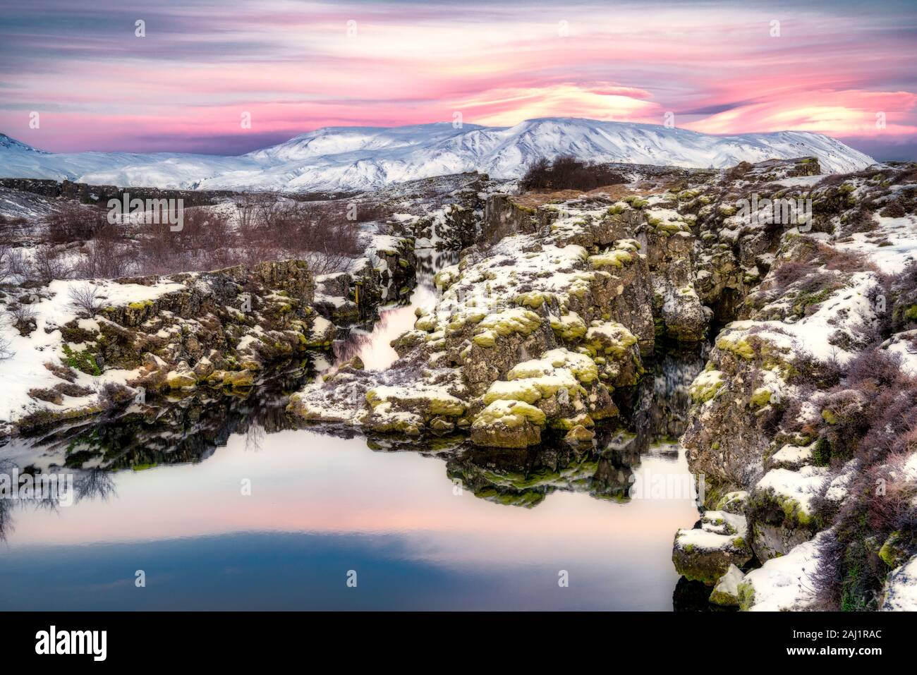 Flosagja fissure, le Parc National de Thingvellir, Islande Banque D'Images