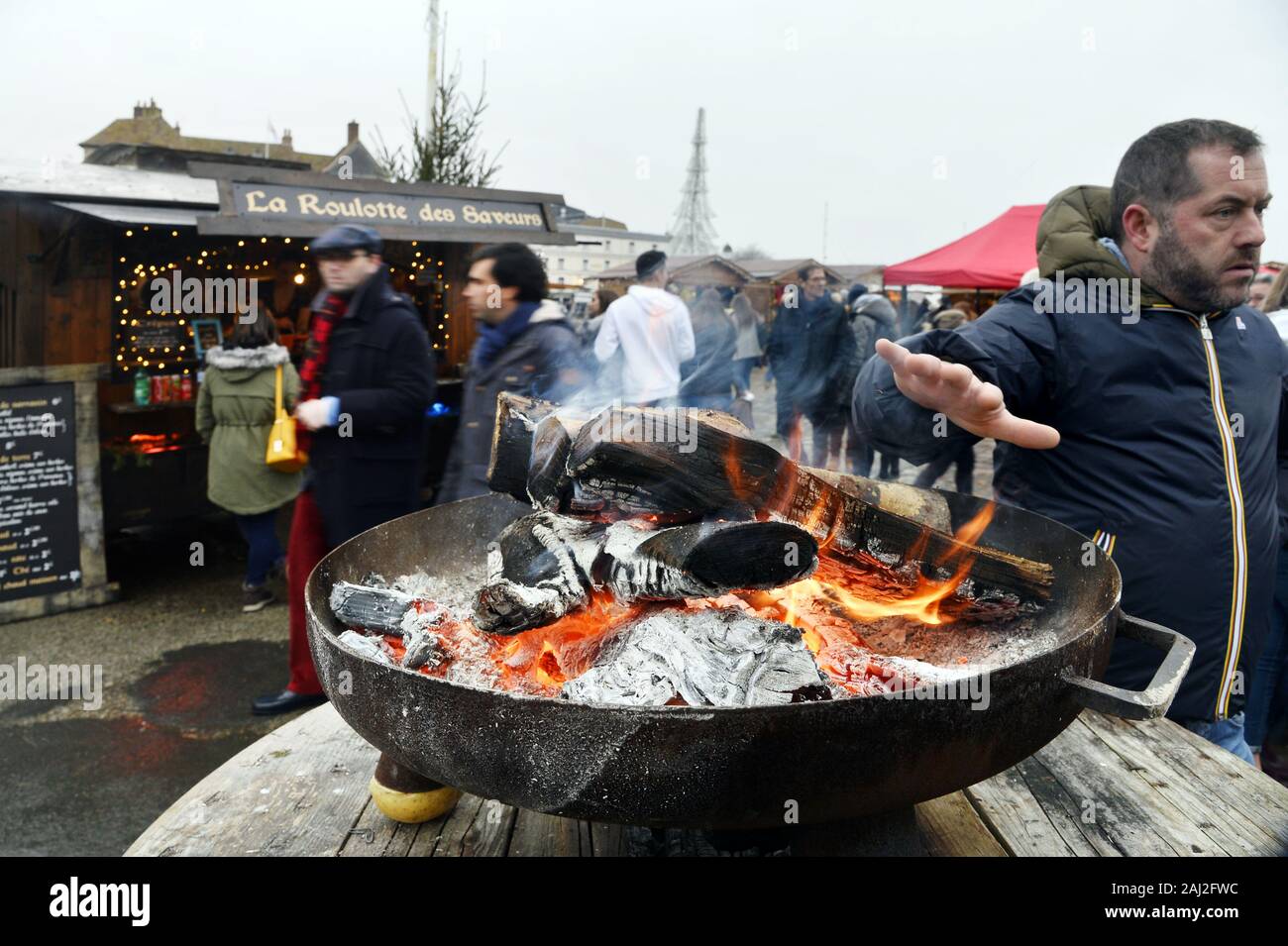 Marché de Noël à Honfleur - Calvados - France Banque D'Images