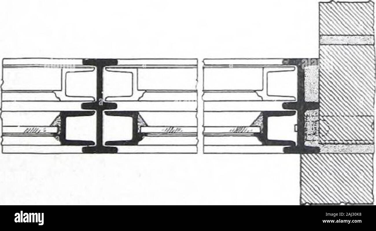 L'air, la lumière et l'efficacité montrant l'Influence des types de châssis et la conception des bâtiments . Sections verticales et horizontales de 2-hig-h Lupton, CounterbalancedType Sash en acier, la formation weatherttght en tête, salles de rails et sans l'utilisation de bas ofweather ; décapage est remarquable. Ce type de châssis est meublé avec altération bronze laminé attaché à l'mullionswhere commandées spécialement et à un supplément de prix. Nous sommes heureux de collaborer avec votre architecte ou ingénieur. 35 V - L'AIR, L I ( ; H T A X D'EFFICACITÉ sur elle. La relation entre l'extérieur et la projection de maçonnerie de la hauteur du rouleau de l'ombre Banque D'Images