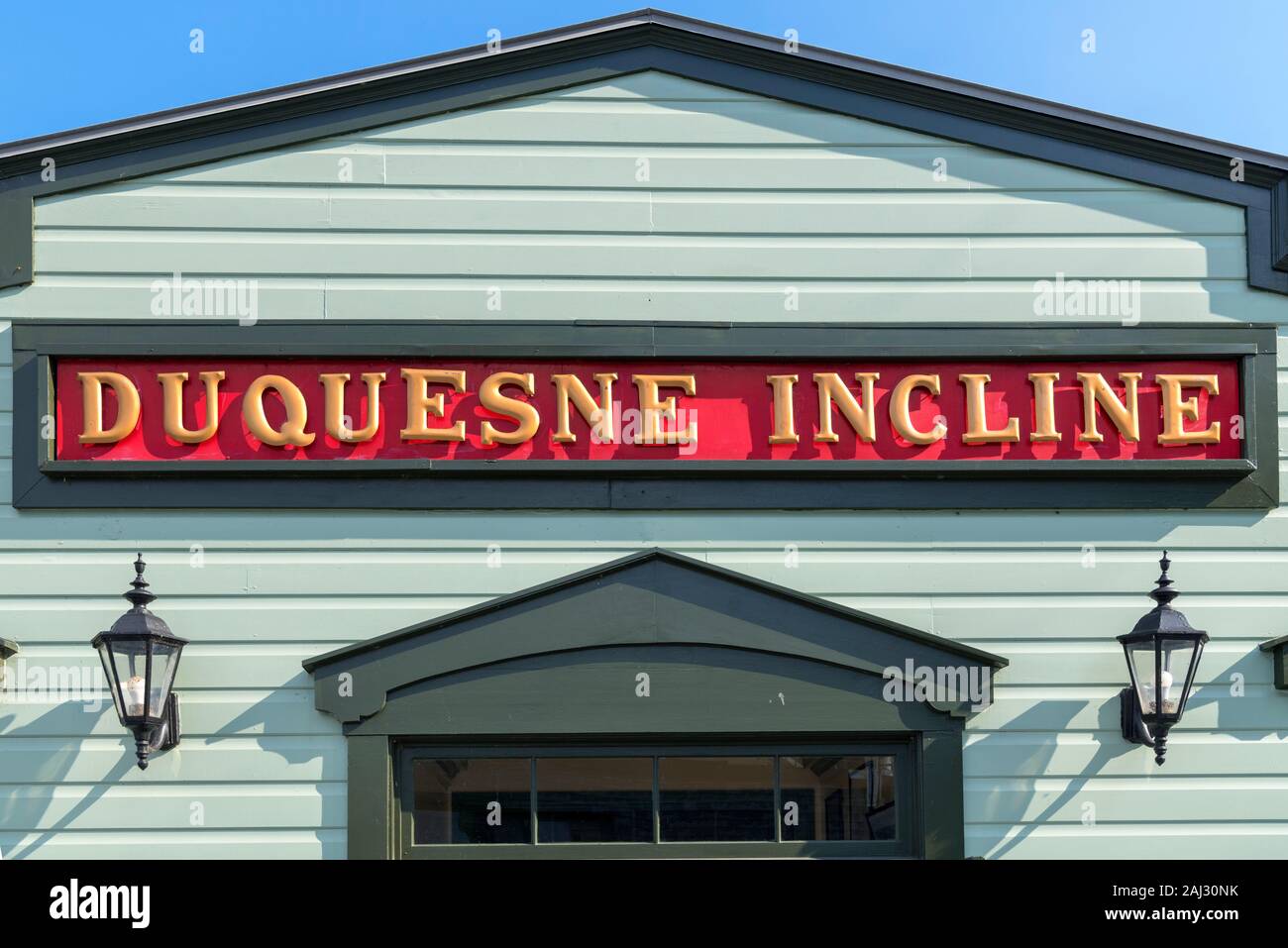 Inscrivez-vous à la gare supérieure du funiculaire Duquesne Incline, Pittsburgh, Pennsylvanie, USA Banque D'Images