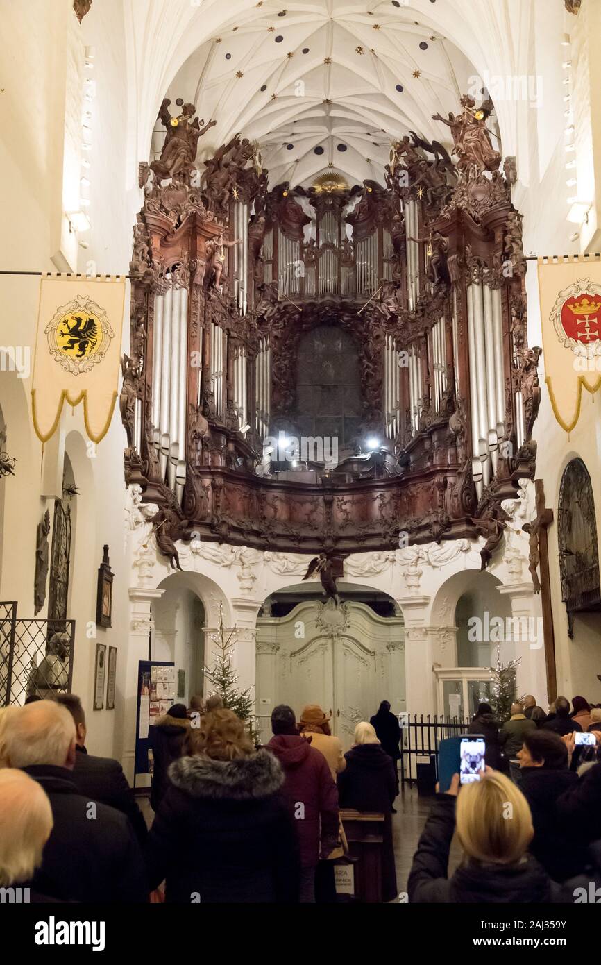 Grand orgue Rococo célèbre Oliwa gothique en brique Bazylika archikatedralna wezwaniem Trojcy Swietej pod, Najswietszej Panny Marii Swietego Bernarda (un i Banque D'Images