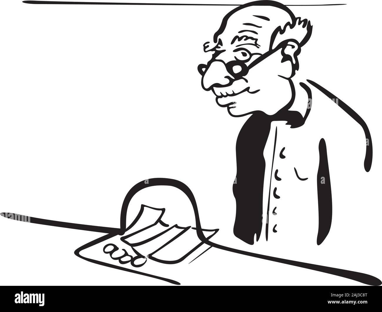 Senior à la banque Illustration de Vecteur