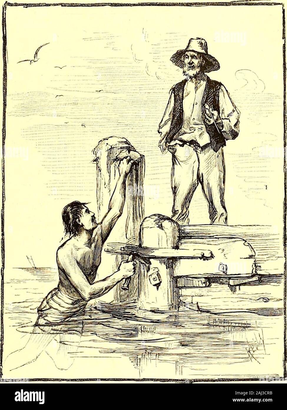 St Nicholas [Série] . "77-J LA NATATION. 609 le plaisir d'une bonne plongée est amusant en effet. J'haveften extraite à quinze pieds, bas et broughtp une grosse pierre pour prouver à mes camarades que je hadeen nettoyer vers le bas. Mais une fois, dans l'eau comme le cristal,1 les lacs supérieurs, où les cailloux pourraient être:fr en bas, j'évoluant avec mysad la fissuration, et j'ai vu un vieil homme souriant à lecture de la même longueur étaient trop payfor qu'un étourdi, sidewise rush à travers l'air.Si j'avais pris ma tête de plomb pour un plomb, Ishould ont été épargnés des cloques sur mon corps.Je me dois d'avoir plongé. L'être est flottante Banque D'Images