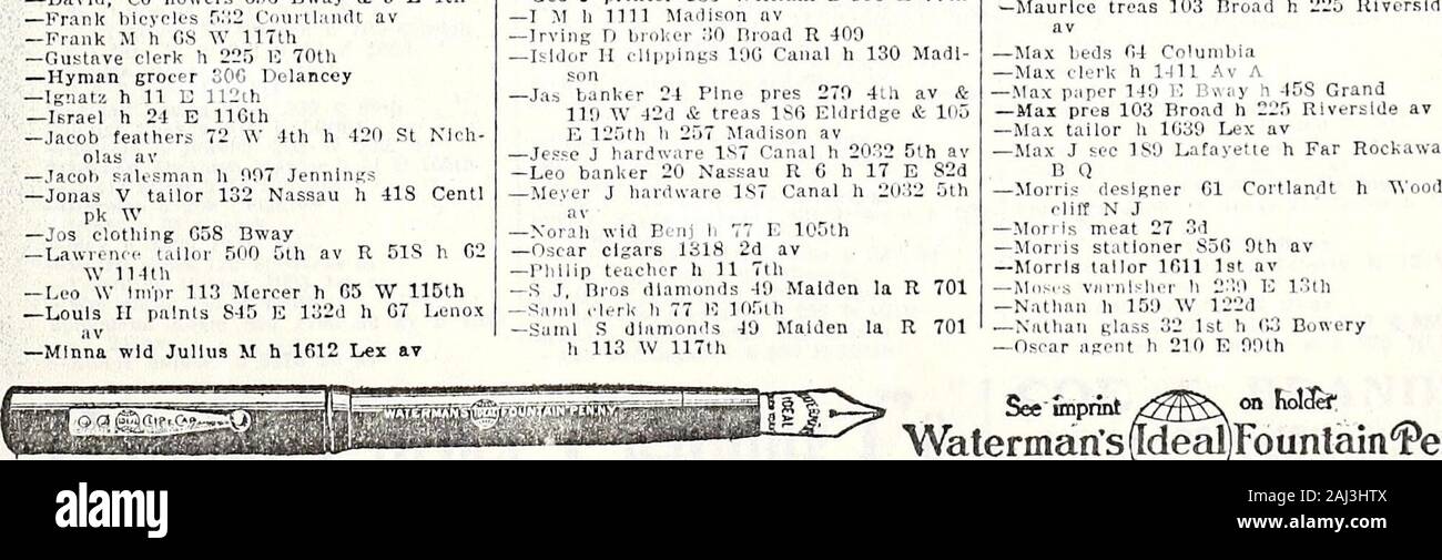 L'annuaire général Trow des quartiers de Manhattan et le Bronx, ville de New York . 700 E 137 e -Eaux Wm 10 Av C H E 47 104S, ;,d/. Janll,Krai cs.css 20 t, Leroy - Wm 10 Ii.nl, r 02. llitay K 423 Sp.-vaek H-n] aiinch .lillo av 3d - Wm F printer 2lu 10 70il, 1, 310 10 77LH -Woven Label Co 04H Bway -Rosa mus convoitises Huile 10 HOlh h 1N30 Madl -- s- Lader.hoim fourrure ? 20 Gt Jones -h 700 sur mesure Saml E 0ème Sperlings la spécialité, les drogues 130 R - Bway ,v c, mm l" :-i- Spcuack huile 10 110e Noel 3d Sperlozsa 353 blanchisserie Alfonso coiffure 2010 av Jerome Speyer Bessie sténographe 20 R Nassau Spero Abraham D cutte Banque D'Images