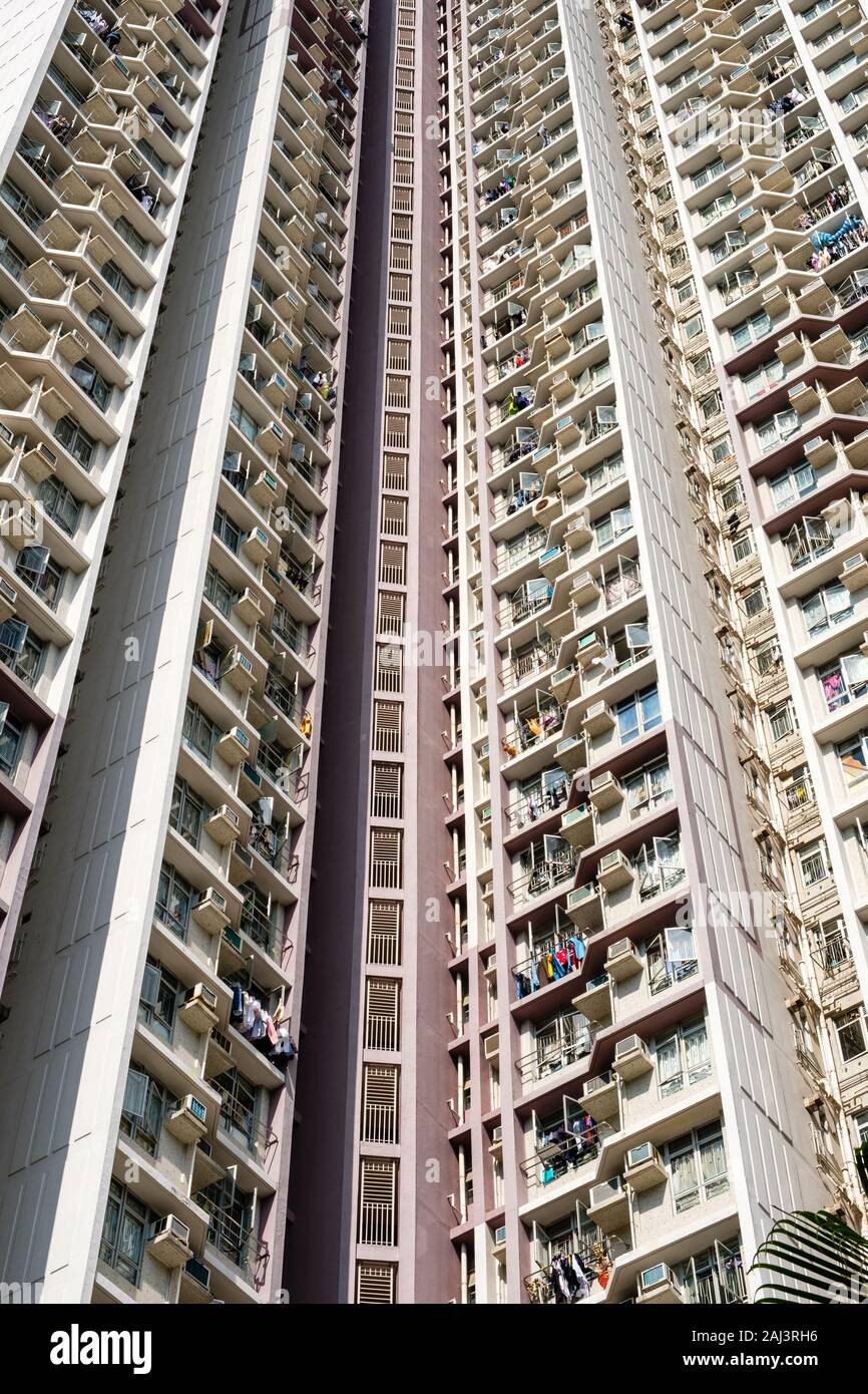La façade de l'immeuble résidentiel, l'immobilier, extérieur - HongKong Banque D'Images