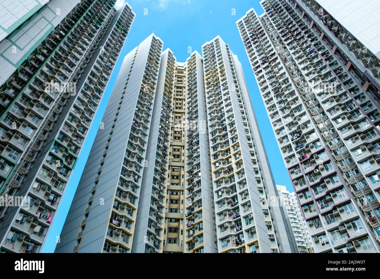 La construction de gratte-ciel résidentiel, l'immobilier, extérieur - HongKong Banque D'Images