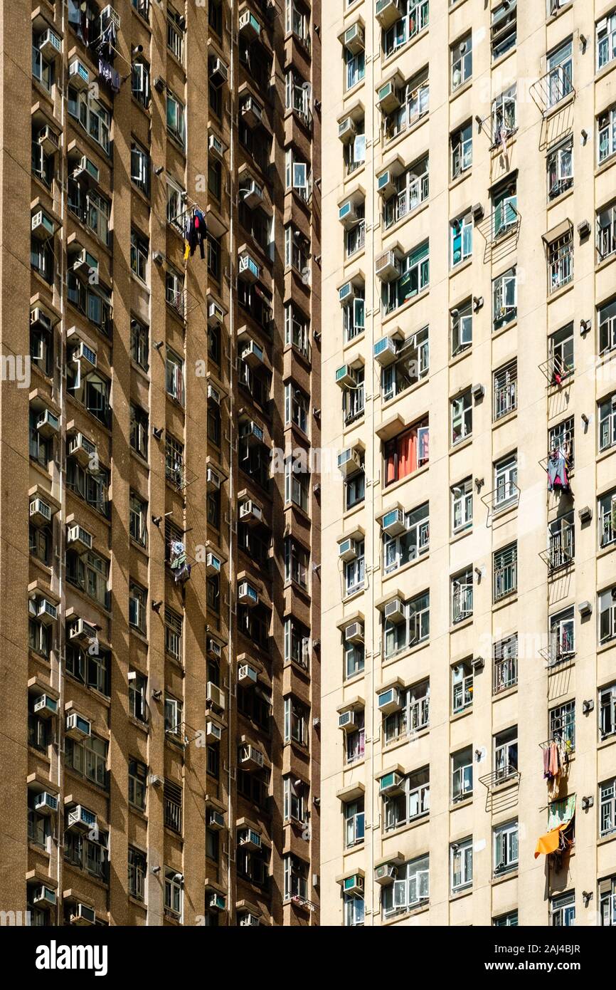 La façade de l'immeuble résidentiel, l'immobilier, extérieur - HongKong Banque D'Images