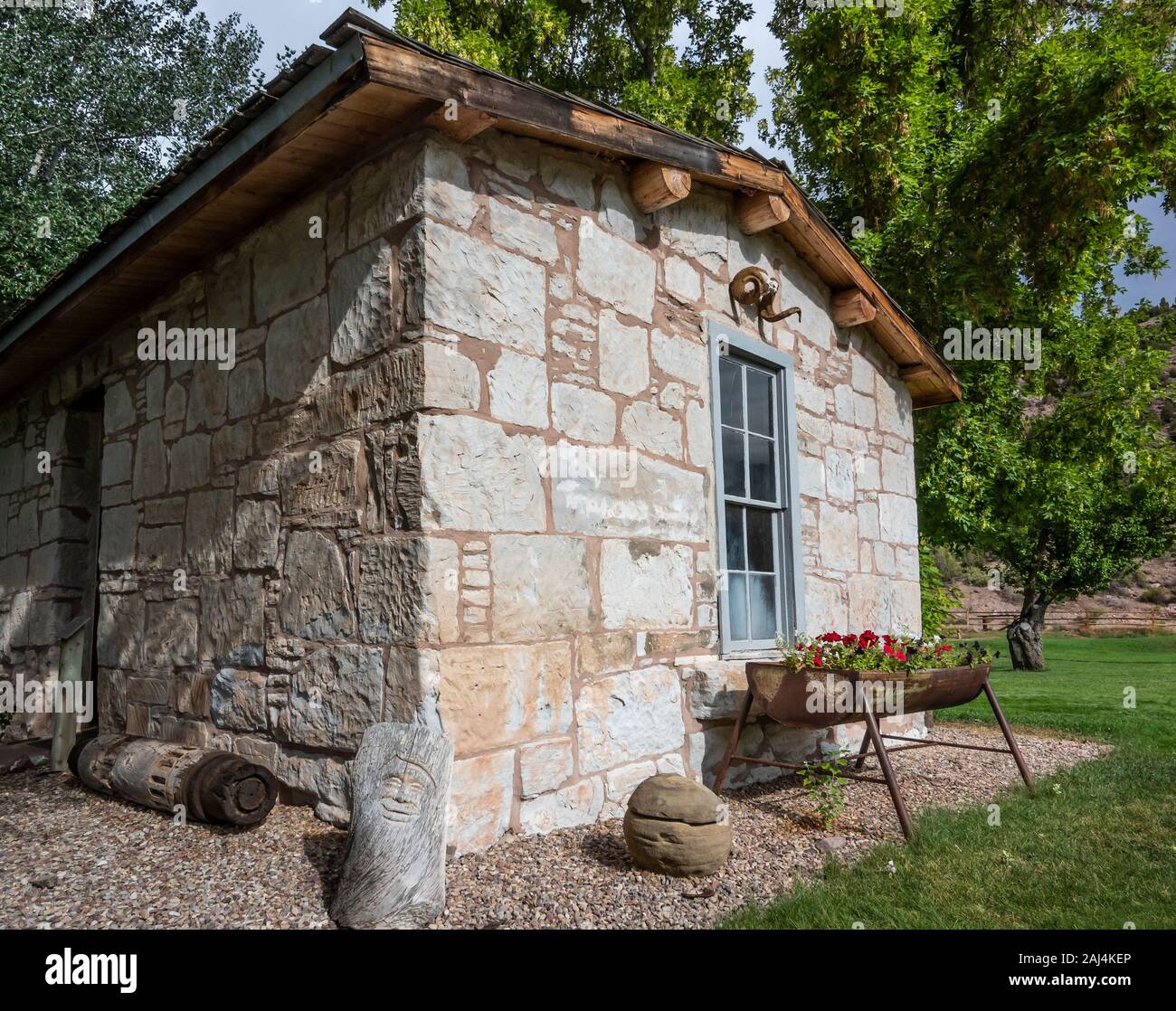 Maison en pierre, John Jarvie propriété historique, Browns Park, Utah. Banque D'Images