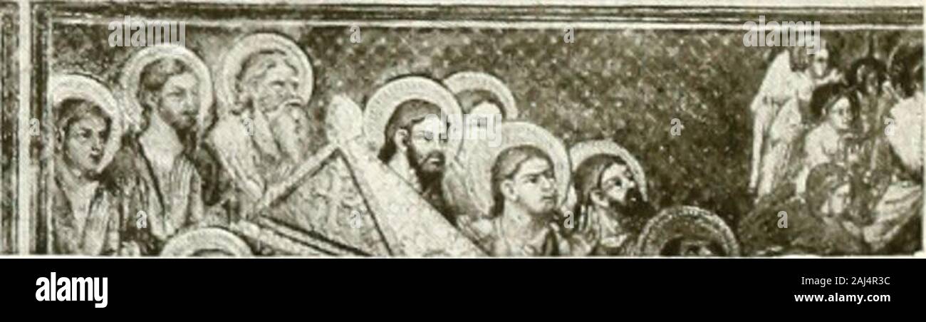 Une nouvelle histoire de la peinture en Italie : à partir de la II à la xvie siècle . ^ 11. I - L'ANNUNCIAIION ( &gt;l I AVI 0 NhLLI. Un linari. Palazzo Trinci, Fcligno. OTTAVIANO NELLI 135 sans repos calme, dans lequel la Vierge et l'enfant assez andprettily primly regard ; et le tout est fini avec un recoilingfrom l'industrie aucun détail.1 Quatre ans avant la date de ce travail (1403-4)Ottaviano avait été occupé à Pérouse, sur les armoiries de pas lessdistinguished un employeur que Gian-Galeazzo, duc de Milan.2 à 5. M. Nuova, ses protecteurs ont été les pinoli, dont les portraits sont dans kneelingprofile à th Banque D'Images