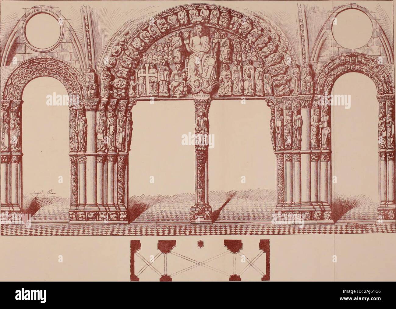 Revue de l'art chrétien©tien . liol REVTJH T)une CRliETiaR D/tRT. Â DI.VII.. 0 4 2 3 4 s t t a 9 10 â¢ ! )2 13 U H II Il^^Ã c oxci e la e GompostelLe. (ÃUvation. etjp.&.) 5Â©Ã©langes. 141 Le cÃ'tÃ© matÃ©riel de lexÃ©cution du portail nestpas Ã©tudiÃ© moins soigneusement dans un chapitrespÃ©cial. Lauteur nous montre la caractÃ©ristiquegÃ©nÃ©rale de la sculpture de son porche espagnol,as also les qualitÃ©s particuliÃ¨res de la sta-tuaire. Sans doute les dÃ©fauts communs aux artsplastiques de la pÃ©riode romane se rencontrenta ÃAnsXcporticode lagloria.ussi, mais il nen restepas moins vrai que les Banque D'Images
