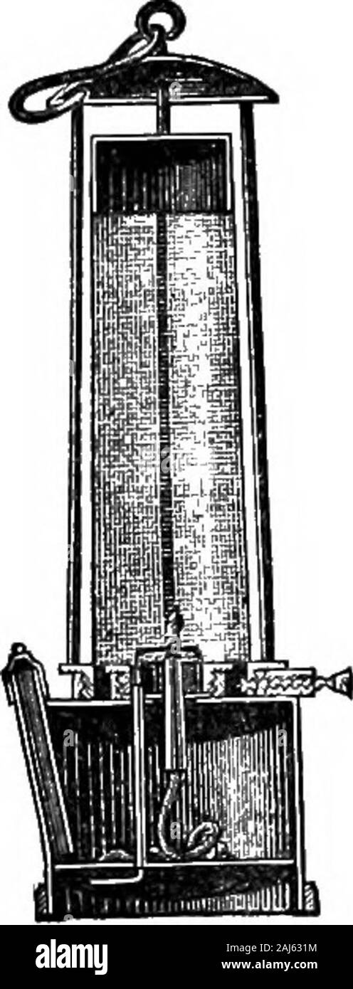 Le charbon ; son histoire et usages . Fig. 33.-expérience pour montrer qu'une flamme ne passe pas par la gaze. Si, toutefois, le fil par hasard devient très chaude, peut passer à travers l'theflame et enflammer le mélange explosif. Banque D'Images