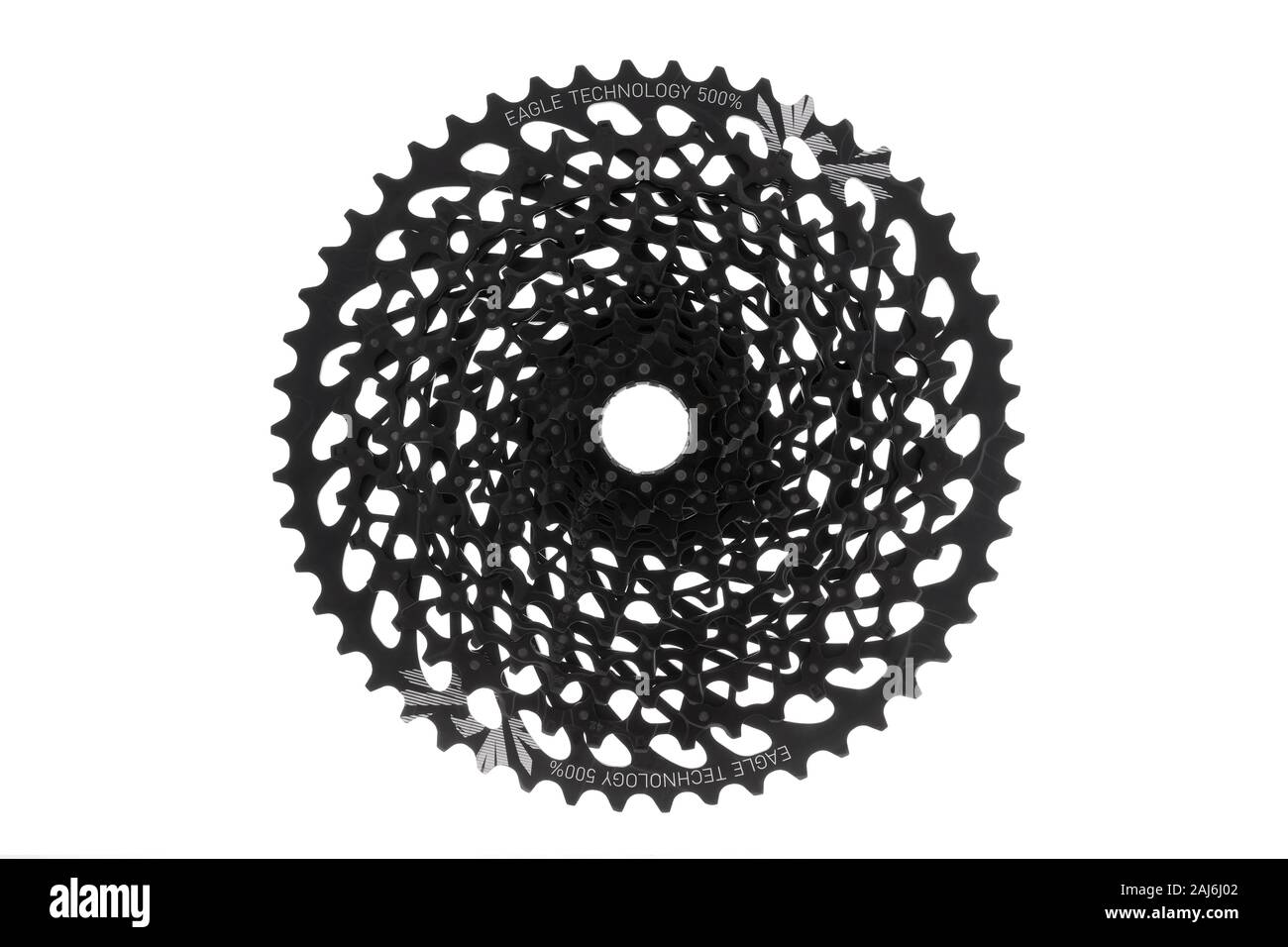 SRAM XG1275 Eagle 12 10-50 t k7 vitesse sur fond blanc Banque D'Images