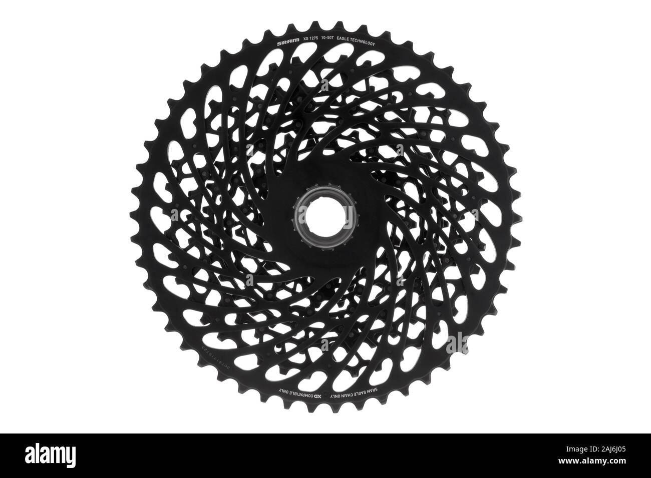 SRAM XG1275 Eagle 12 10-50 t k7 vitesse sur fond blanc Banque D'Images