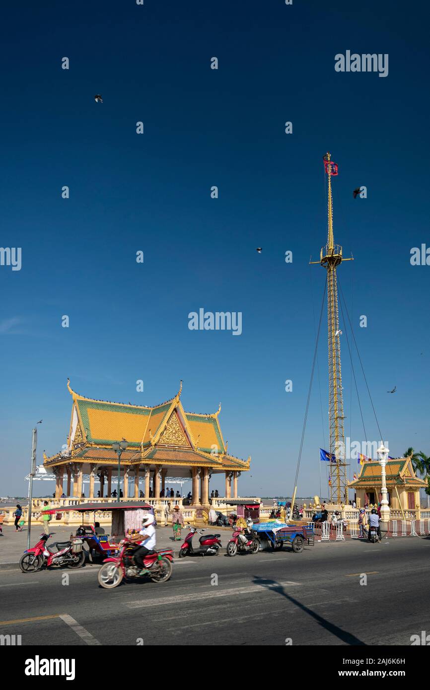 Preah Ang Dorngkeu sur sisowath quay temple Monument à Riverside secteur du centre-ville de Phnom Penh au Cambodge Banque D'Images