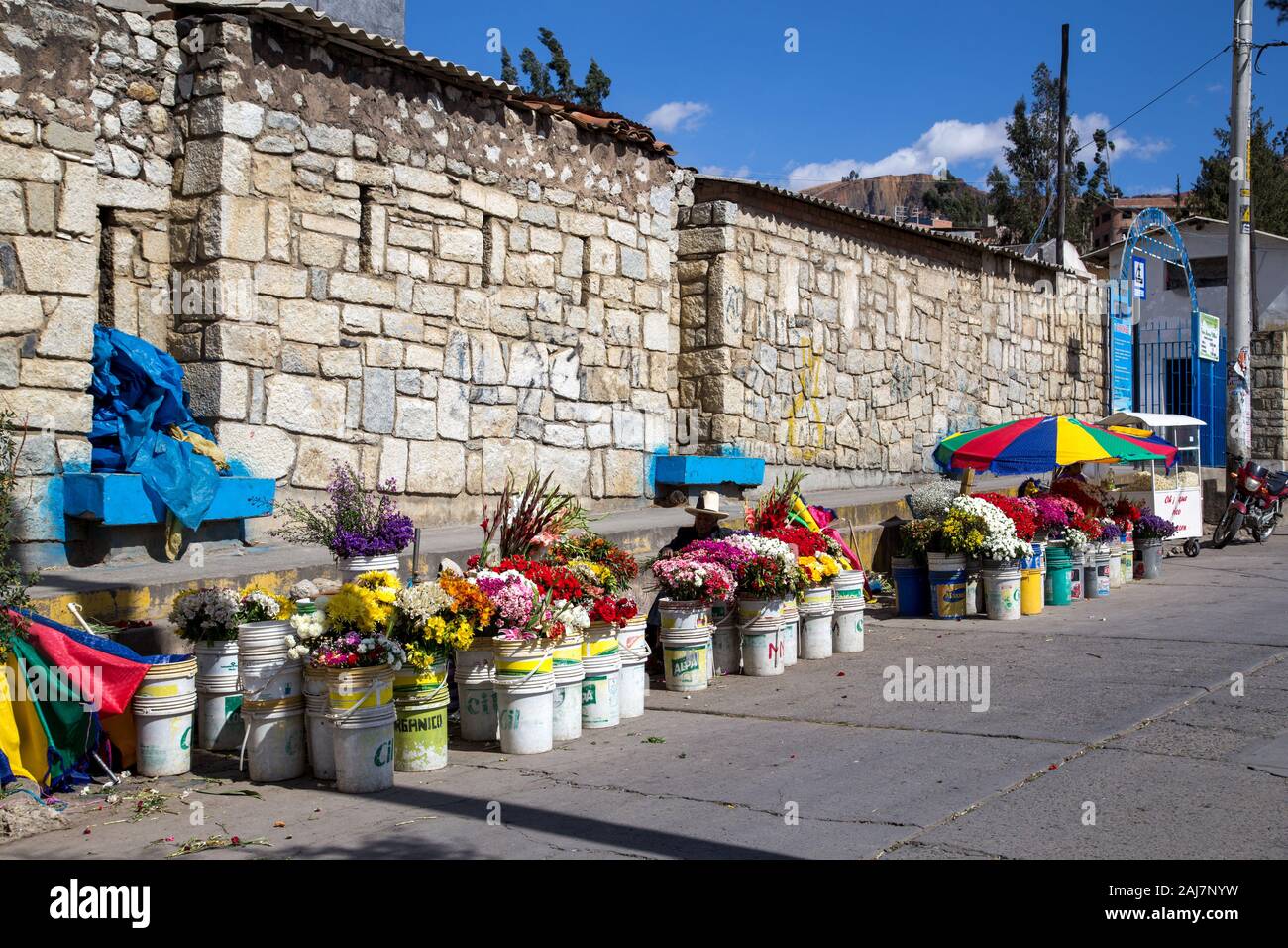 Flower cale au cimetière en Huaraz, Pérou Banque D'Images